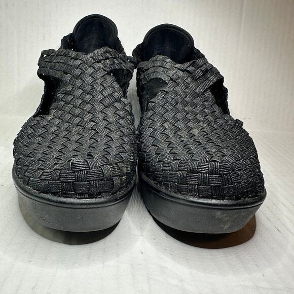 Steven Size 10 Slip On Round Toe Textile Wedge Heel Caspar Mary Jane Flat Black - Picture 4 of 11